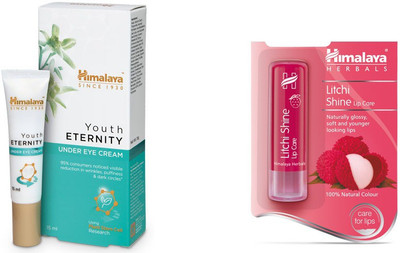 

Himalaya Youth Eternity Under Eye Cream, Litchi Shine Lip Care(Set of 2)