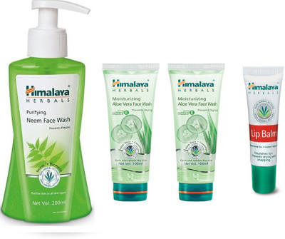 

Himalaya Moisturizing Aloe Vera Face Wash, Purifying Neem Face Wash, Moisturizing Aloe Vera Face Wash(Set of 4)