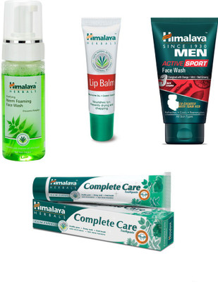 

Himalaya Purifying Neem Foaming Face Wash, Lip Balm, Men Active Sport Face Wash, Toothpaste(Set of 4)