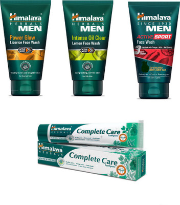 

Himalaya Men Power Glow Licorice Face Wash, Men Intense Oil Clear Lemon Face Wash, Men Active Sport Face Wash, Toothpaste(Set of 4)