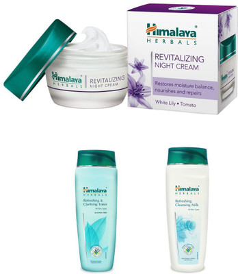 

Himalaya Revitalizing Night Cream, Refreshing & Clarifying Toner, Refreshing Cleansing Milk(Set of 3)