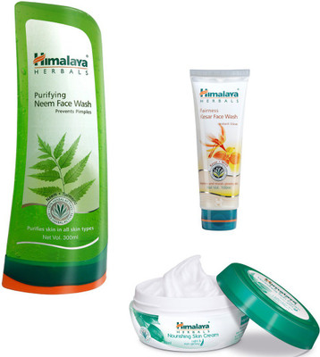 

Himalaya Purifying Neem Face Wash, Fairness Kesar Face Wash, Nourishing Skin Cream(Set of 3)