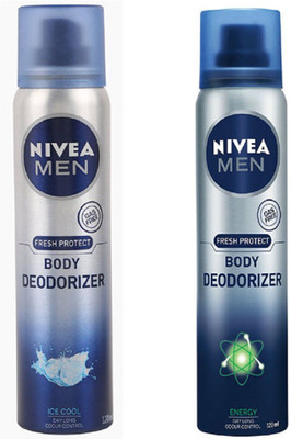 

Nivea MEN ENERGY BODY DEODORIZER 120ML + NIVEA MEN ICE COOL BODY DEODORIZER 120ML Deodorant Spray - For Men(120 ml, Pack of 2)