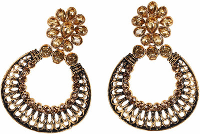JEWELS GURU Diva Style Cubic Zirconia Alloy Chandbali Earring