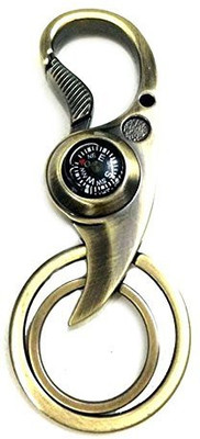 

Styler Metal Double Key Ring Hook Magnetic Compass Key Chain(Golden Black Color) Key Chain