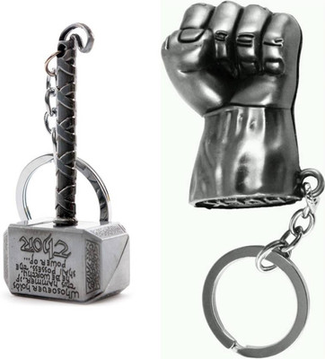 

NeoTask Superhero Thor And HULK Fist Pack of 2 Metal Key Chain