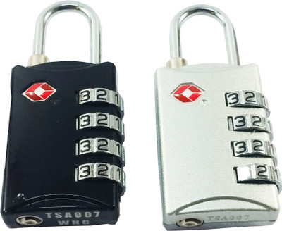 DOCOSS DOCOSS -USA TSA-309-Set Of 2- Approved 4 Digit Bag luggage Number Password Pad locks For International Travelling Combination Lock(Black, Silver) available at flipkart for Rs.795