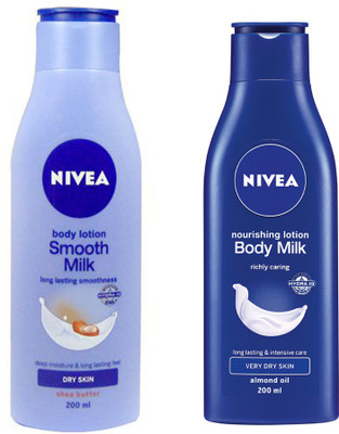 

Nivea BODY MILK NOURISHING BODY LOTION 200ML + SMOOTH MILK BODY LOTION 200ML(200 ml)