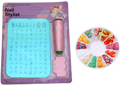 

Royalkart Nail Art Stamping Kit Image Plate (XY 10 ) with 3D nail DEcoration Clay wheel(Multicolor)