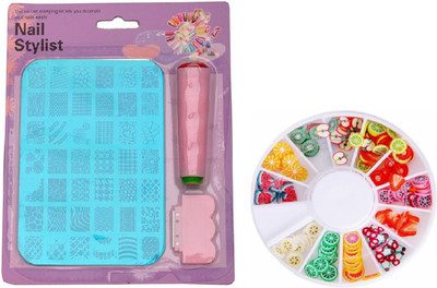 

Royalkart Nail art stamping kit Image Plate ( XY 14 ) with 3D nail DEcoration Clay wheel(Multicolor)