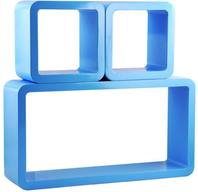 

Ganeshaas Set of 3 Blue Rectangular Cubical Rack Shelves MDF Wall Shelf(Number of Shelves - 3, Blue)