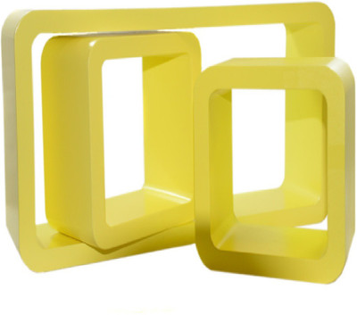

Ganeshaas Set of 3 Yellow Rectangular Cubical Floating Racks MDF Wall Shelf(Number of Shelves - 3, Yellow)