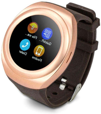 ESTAR Presenting Bluetooth Smartwatch with Sim- Card Support Compatible with karboon Quattro L51 HD, Gold Smartwatch(Brown Strap Free Size)