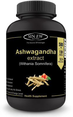 

Sinew Nutrition Ashwagandha General Wellness Tablets (120 No.) | Anxiety Relief, Stress Support & Mood Enhancer Natural Supplement(500 mg)