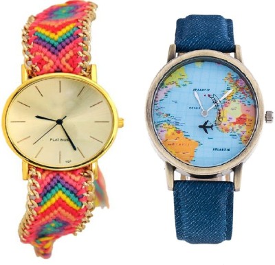 declasse WORLD MAP ROSE GOLD AND GOLDEN DIAL COMBO OF TWO Watch  - For Couple   Watches  (Declasse)