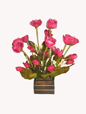 

Loxia 4180 Pink Rose Artificial Flower with Pot(11.4 inch, Pack of 1)