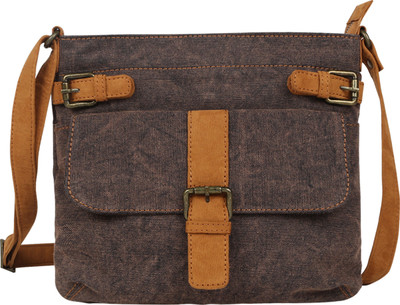 Angesbags Anges Canvas Canillo Shoulder Bag(Brown, 5 inch)