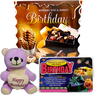 

Siddhi Gifts Greeting Card and Cute Soft Teddy With Birthday Quotation