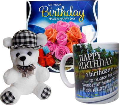 

Siddhi Gifts birthday gifts for men - Birthday Greeting Card, Soft Hat Teddy With Coffee Mug(Set of 1)
