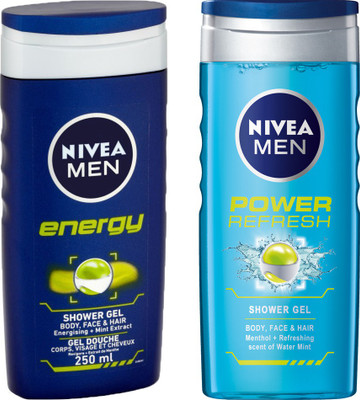 

Nivea MEN'S ENERGY SHOWER GEL 250ml + MEN'S POWER REFRESH SHOWER GEL 250ml(250 ml, Pack of 2)