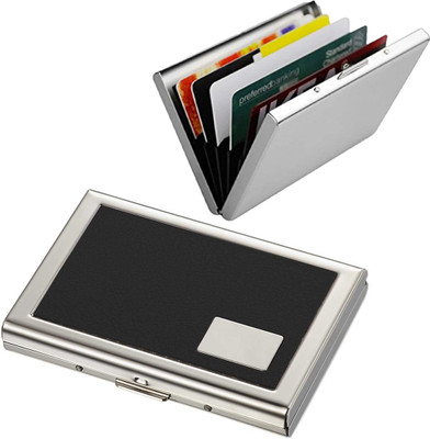 

Stealodeal Black and Silver Metal Waterproof Business Atm 6 Card Holder(Set of 2, Black, Silver)