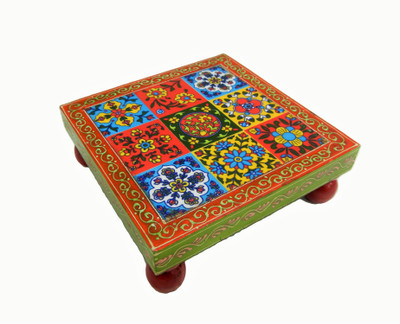 

Shivay Arts Wooden & Ceramic Tile Chowki Bajot Wooden, Ceramic All Purpose Chowki(Multicolor, Pack of 1)