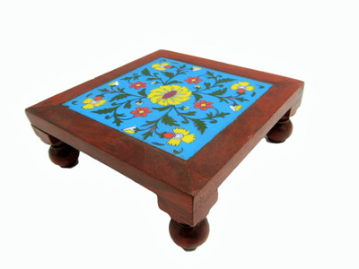 

Shivay Arts Wooden & Ceramic Tile Chowki Bajot Wooden, Ceramic All Purpose Chowki(Blue, Pack of 1)