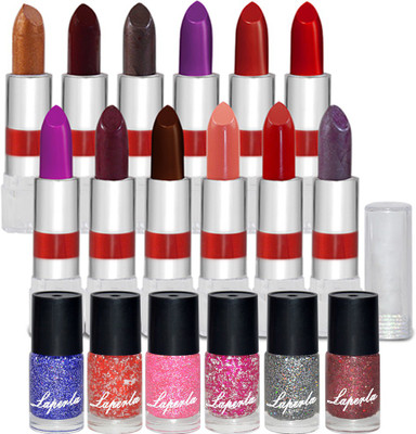 adbeni Stylish 12 Color Lipstick & 6 Color Nail Paint Beauty Combo Makeup Sets(18 Items in the set)