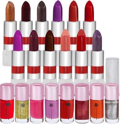 

Adbeni Stylish 12 Color Lipstick & 8 Color Nail Paint Beauty Combo Makeup Sets(Set of 20)