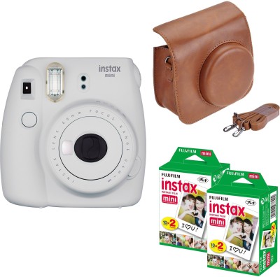 Fujifilm Mini 9 Smokey White with Brown case 40 Shots Instant Camera(White)   Camera  (Fujifilm)