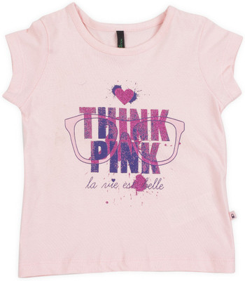 

United Colors of Benetton Girls Graphic Print Cotton T Shirt(Pink, Pack of 1, K28