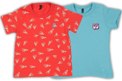 

United Colors of Benetton Boys Printed Cotton T Shirt(Blue, Pack of 2, 902