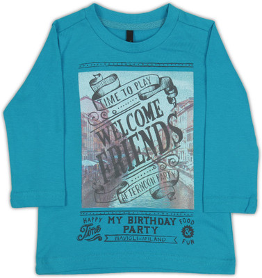 

United Colors of Benetton Boys Printed Cotton T Shirt(Blue, Pack of 1, K23