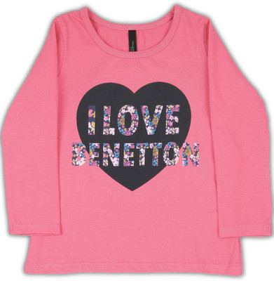 

United Colors of Benetton Girls Printed Cotton T Shirt(Pink, Pack of 1, K27