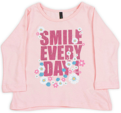 

United Colors of Benetton Girls Graphic Print Cotton T Shirt(Pink, Pack of 1, K28