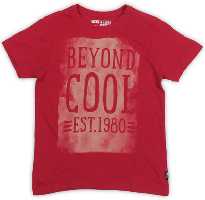 

Flying Machine Boys Printed Cotton T Shirt(Red, Pack of 1, Bright red