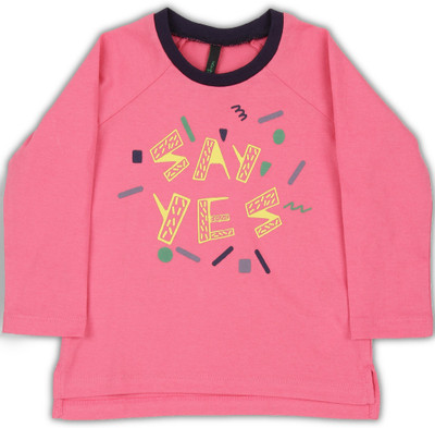 

United Colors of Benetton Girls Printed Cotton T Shirt(Pink, Pack of 1, K27