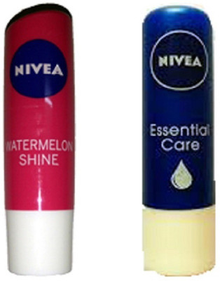

Nivea WATER MELON SHINE LIP BALM 4.8GM + ESSENTIAL LIP CARE 4.8GM LIP BALM(Pack of: 2, 4.8 g)