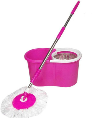 

Megalite op Wet & Dry Mop Stainless Steel wringer 360 degree rotating mop with 2 mop heads Mop Set (Built in Wringer) Mop Set