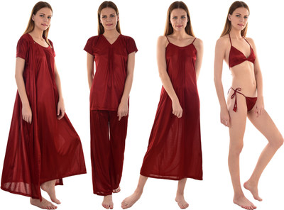 SENSLIFE Women Nighty(Maroon) SENSLIFE Women Nighty(Maroon)