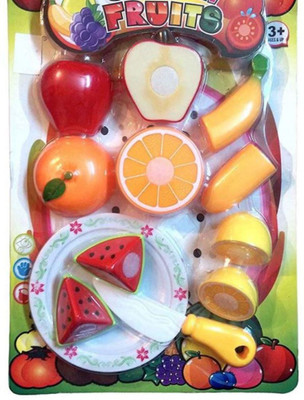 

New Pinch Realistic Sliceable Fruits Cutting Play Toy Set for kids ( Multi Color)