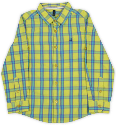 

United Colors of Benetton Boys Checkered Casual Yellow Shirt, 902