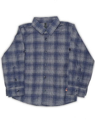 

United Colors of Benetton Boys Checkered Casual Blue Shirt, 901
