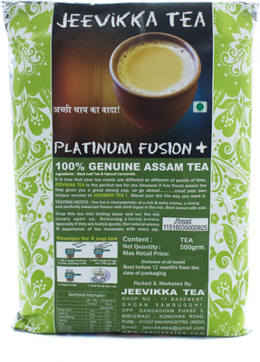 Jeevika Tea PlatinumFusion + 100% Genuine Assam Unflavoured Black Tea(500 g, Tetrapack)