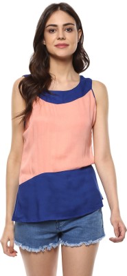 MAYRA Casual Sleeveless Solid Women Blue Top