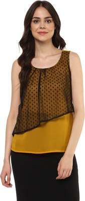 MAYRA Casual Sleeveless Solid Women Yellow Top