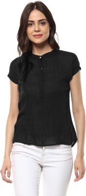 MAYRA Casual Regular Sleeve Solid Women Black Top