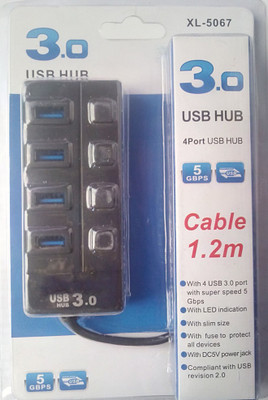 

iConnect World 3.0 4-Port Portable SuperSpeed upto 5 Gbps with Individual Switch USB Hub(Black)