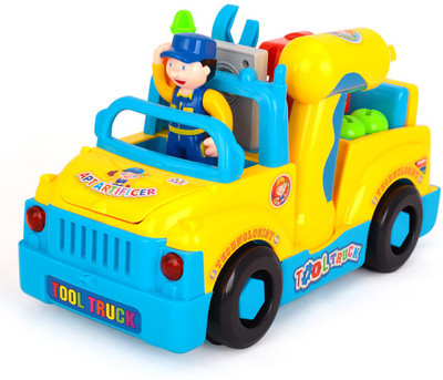 

Kiditos Construction Bulldozer Dump Excavator Take-A-Part Truck with Drill and Tools, Light and Music, Bump and Go Action Toy(Multicolor)