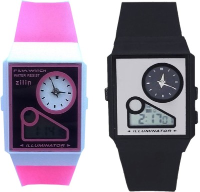Arihant Retails Analog&Digital watch with Stopwatch Feature Pink::Black (Pack of 2) Watch  - For Boys & Girls   Watches  (Arihant Retails)